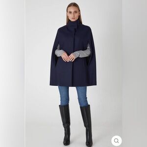 Single Breasted Wool Cashmere Cape Coat - Ink by Allora size M